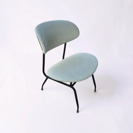 Ensemble de 4 fauteuils lounge de Gastone Rinaldi, Italie, années 1950 – Chaises & fauteuils, Metal, Textile (photo 5 of 7)
