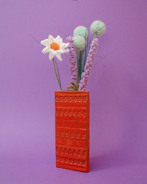 Triangular orange ceramic vase, Bitossi 1960s