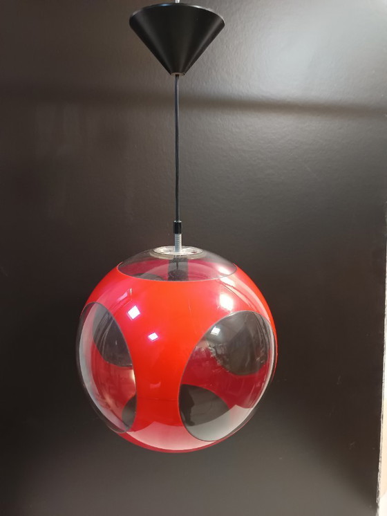Image 1 of Vintage red space age lamp Bug Eye 1970s