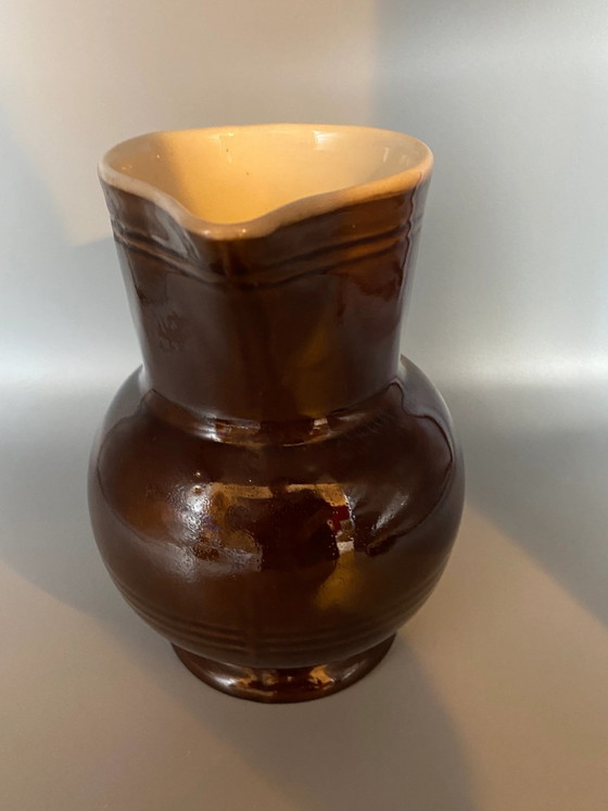 Large brown glazed stoneware pitcher - 20 cm – Crockery, Ceramic, Rustic (photo 3 of 7)