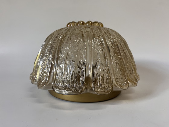 Image 1 of Fischer-Leuchten plafondlamp Mid Century amber goud jaren 70