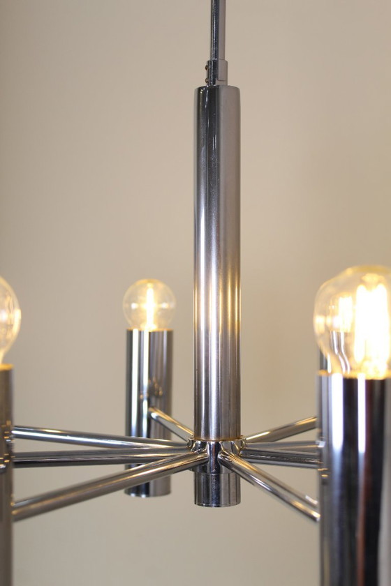 Image 1 of Lampada a sospensione cromata dal design vintage Hustadt Leuchten