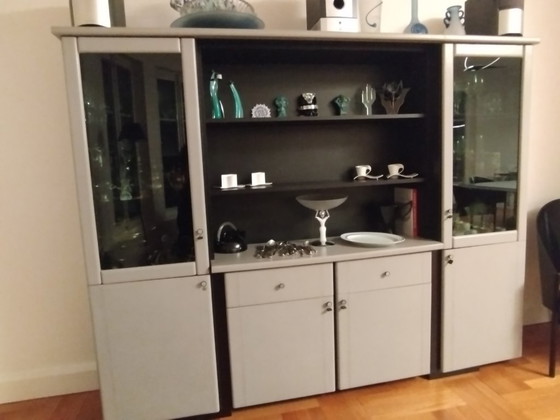 Image 1 of Vintage bar in leather, marble and glass with storage