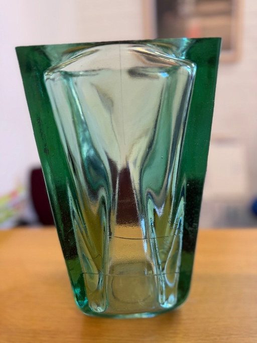 Vintage 60s Sculptural Green Art-Glass Vase – Blenko Style
