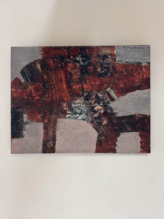 Image 1 of Tableau abstrait années 50
