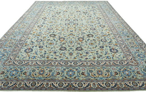 Tapis persan - Kashan liège 415 x 310 cm en vert pistache