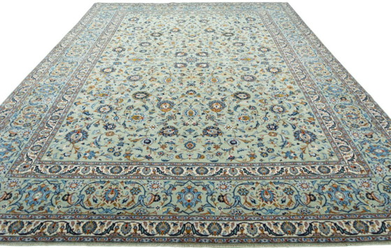 Image 1 of Perzisch tapijt - Kashan kurk 415 x 310 cm in pistachegroen