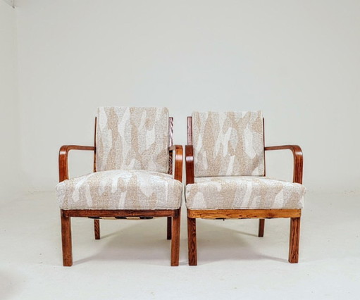 Sillas y mesas auxiliares de madera vintage jacquard beige
