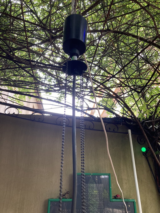 Image 1 of Pair of Chromed Metal Hangers, German Manufacture, 80's Hoffmeister Leuchten House