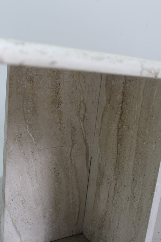 Image 1 of Vintage Travertin Salontafel, Bijzettafel - Natuursteen