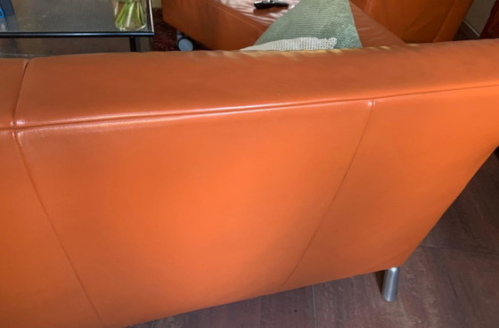 Image 1 of Jori two-three-seater design sofa with adjustable backrest in orange leather