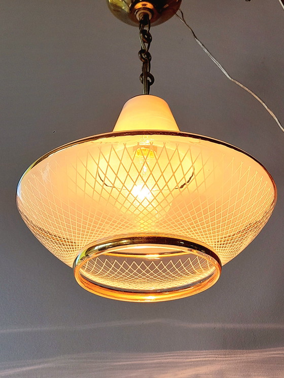 Image 1 of Suspension en verre sérigraphié UFO,1970.