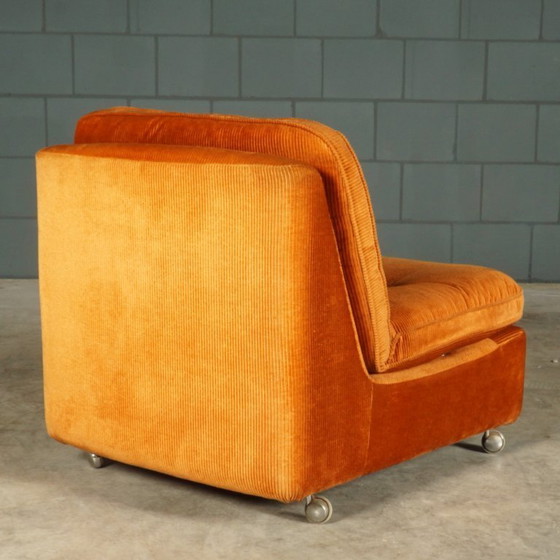 Image 1 of Gruppo di sedute modulari di metà secolo - velour arancione - anni '70