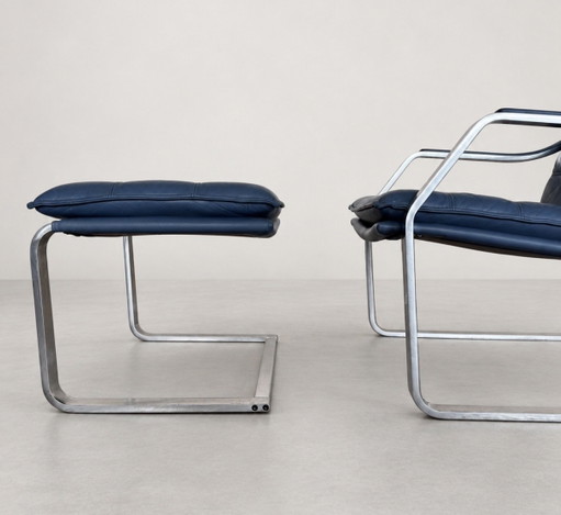 Vintage Walter Knoll Art Collection Komet Loungechair + Ottoman