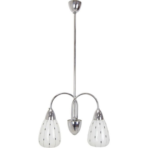 Vintage glass and chrome chandelier by Instala Decin, Czechoslovakia 1960
