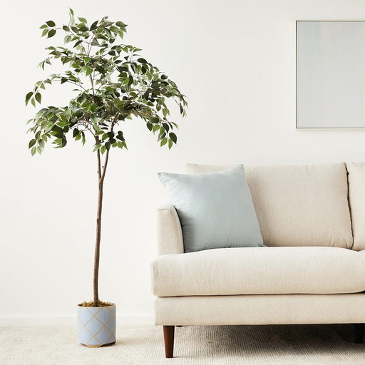 Ficus artificiel avec pot en plastique, 160 cm, Vert