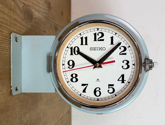 Image 1 of Vintage grijze Seiko Maritime dubbelzijdige wandklok, jaren 80