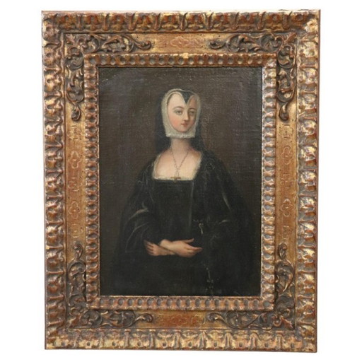 Portret van een jonge vrouw uit de Renaissance, olieverf op doek, Italië, begin 18e eeuw.