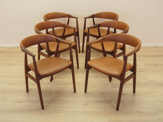 Image 1 of Set van zes teakhouten stoelen, Deens design, jaren 70, gemaakt in Denemarken.