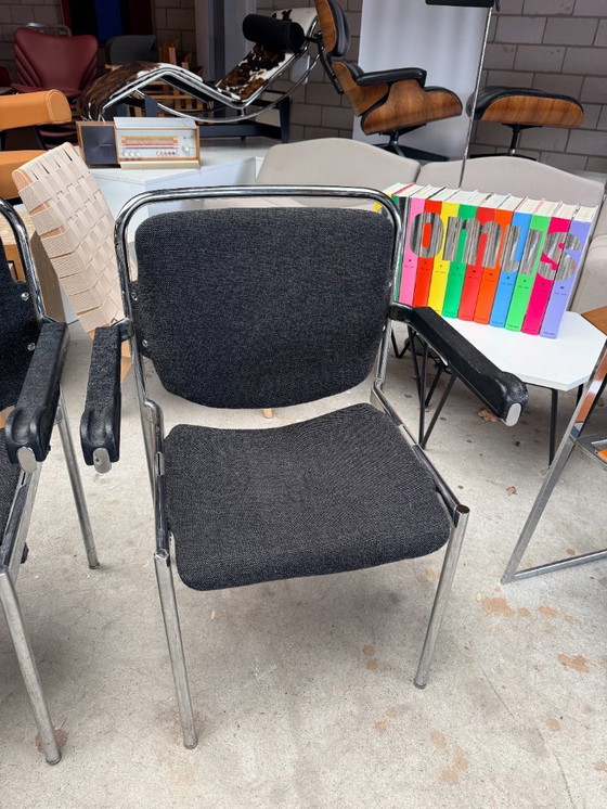 Image 1 of Vintage Schöder & Henzelmann tubular frame stackable chairs (more in stock)