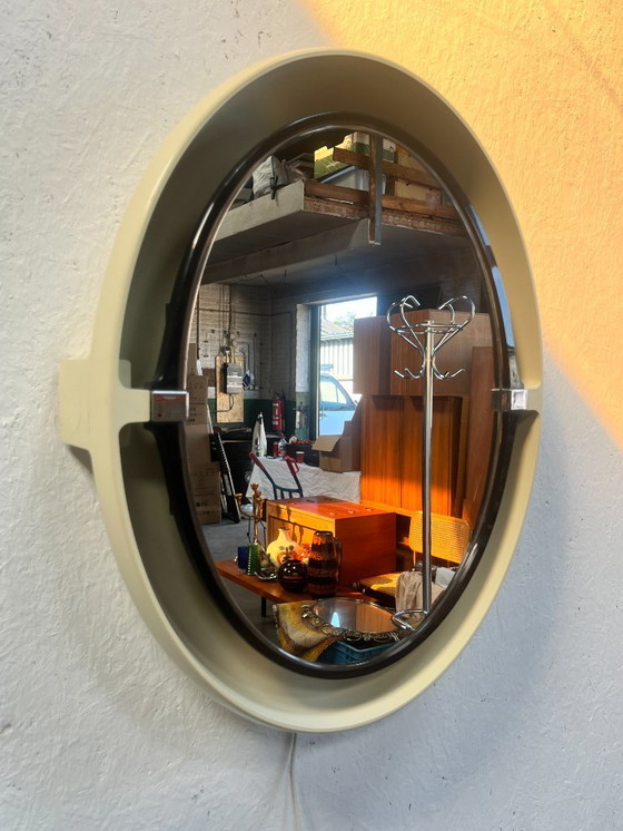 Image 1 of Specchio ovale vintage con illuminazione, Allibert, anni '70