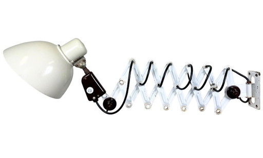 Lámpara de tijera industrial de Alemania del Este de VEB Zweckleuchtenbau Dresden, años 50