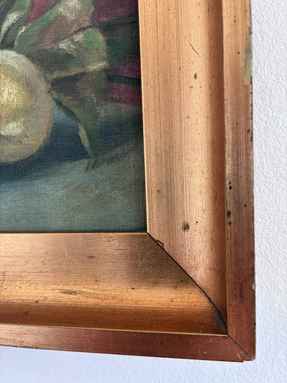 Image 1 of Peinture à l'huile originale ancienne nature morte, art de la cuisine aux fruits