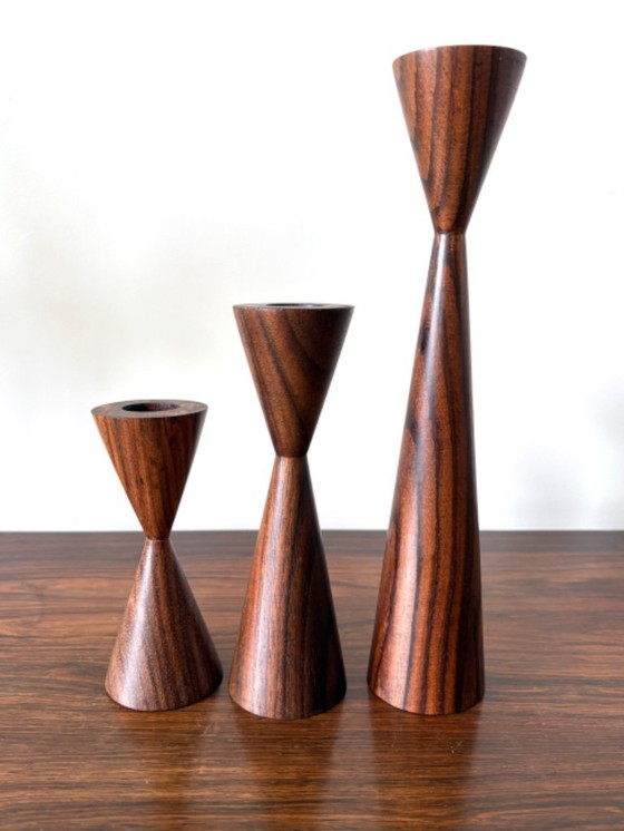 Image 1 of Candelieri in legno vintage di metà secolo, design danese anni '60/'70