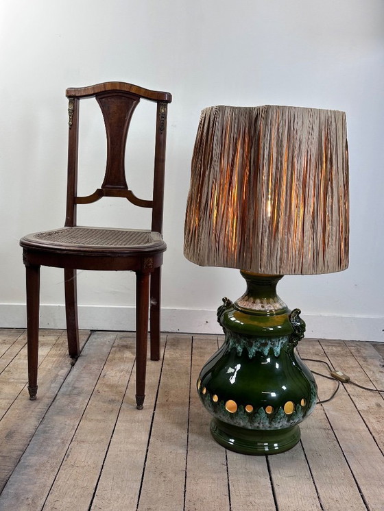 Image 1 of Vintage 1960 groene keramische lamp