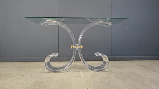 Konsolentisch aus Messing und Acrylglas, 1970er Jahre