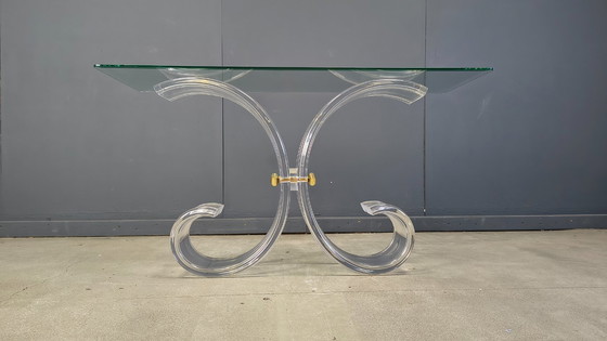 Image 1 of Konsolentisch aus Messing und Acrylglas, 1970er Jahre