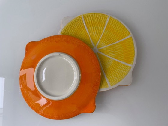 Image 1 of Juego de 2 platos de cerámica con rodajas de naranja