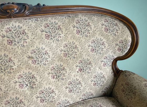 Image 1 of Canapé de style Louis XV - banquette ancienne à deux places