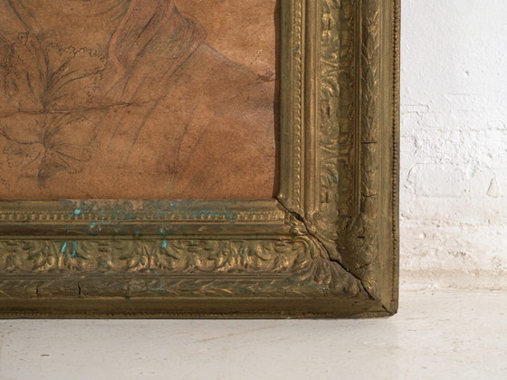 Antique pencil portrait in gilded frame – Central Europe, circa 1840 – Paintings & Drawings, Paper, Wood (photo 32 of 40)
