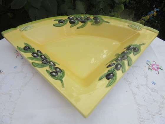 Oliva Rustica by Clay Art-EDW-Grote keramische driehoekige serveerschaal/bord vintage – Schalen, Ceramic (photo 11 of 11)