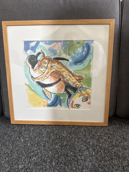 Vierluik van A Vrede ingelijst in blanke houten lijsten 