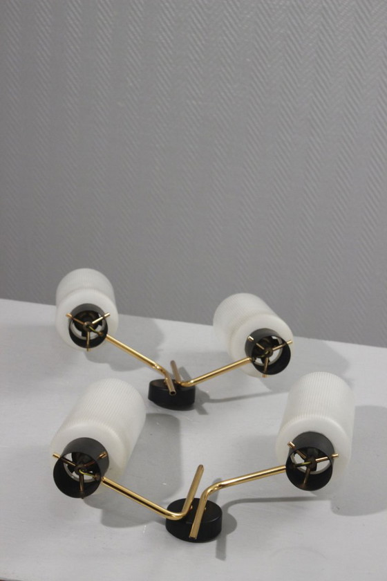 Image 1 of Pareja de apliques de pared de los años 50, diseño Arlus Lunel Guariche Stilnovo