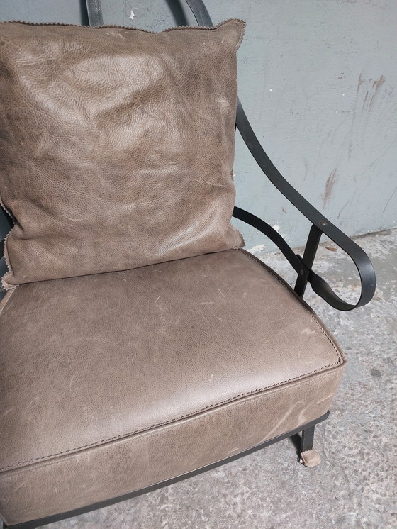 Image 1 of Poltrona in pelle con metallo