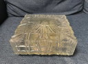 Vintage Flush Mount Square Glass Ceiling Lamp, Mid-Century Sunburst Motif
