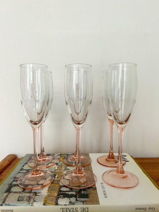 14 copas de champán vintage de acero rosa Luminarc Francia – glazen karaffen, Glass (photo 2 of 5)