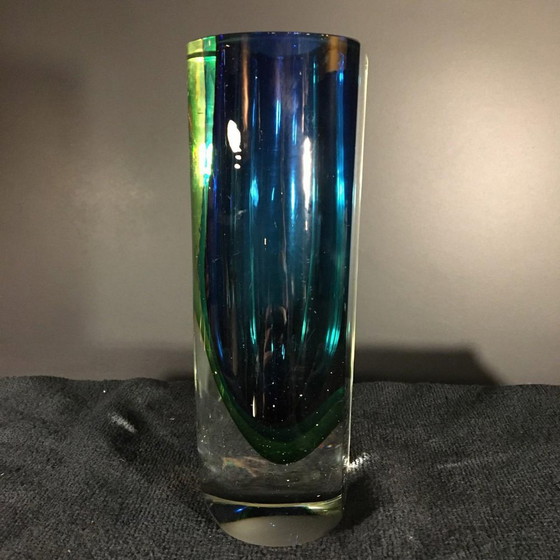 Blaue und grüne Sommerso Murano Glasvase von Flavio Poli für Murano, 1960er Jahre – Arte, Vasen, Crystal (photo 2 of 13)