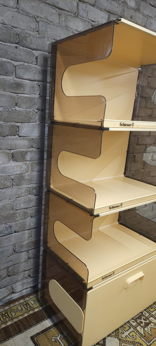 Smoked plexiglas bookshelf 1970