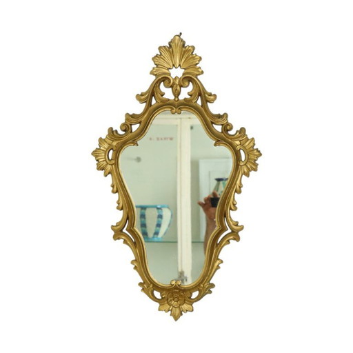 Italian Classical Crested Mirror Gold Baroque Rococo 57cm