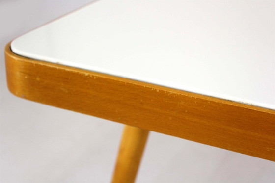 Image 1 of Mid-Century Modern Coffee Table with White Glass Top from Cesky Nabytek, 1960s