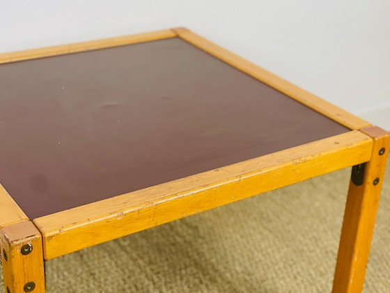 Image 1 of Vintage salontafel van beukenhout en kunstleer van Flötotto, 1960.