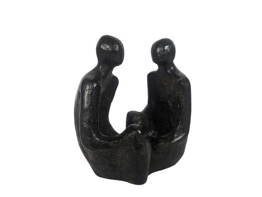 Design olandese - Rijkel Dijkstra - Bronzo - "2 persone in una buona conversazione" - anni '80