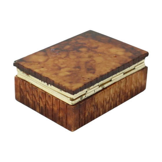 Image 1 of Scatola per fumatori vintage in alabastro arancione