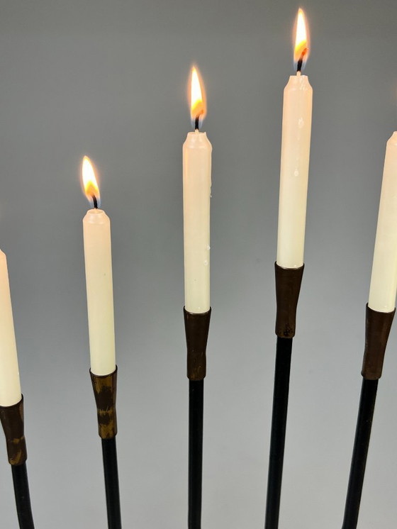 Image 1 of Large Vintage Menorah Candlestick, 1970's, Metal and Brass