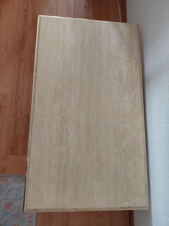 Travertijn salontafel Fedam, Messing, Travertine, Beige (foto 5 van 5)