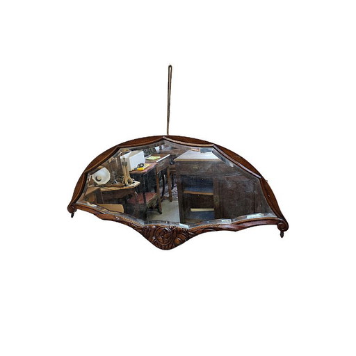 Specchio a ventaglio francese in stile Art Déco con intagli, circa 1920/30. – spiegels, Wood